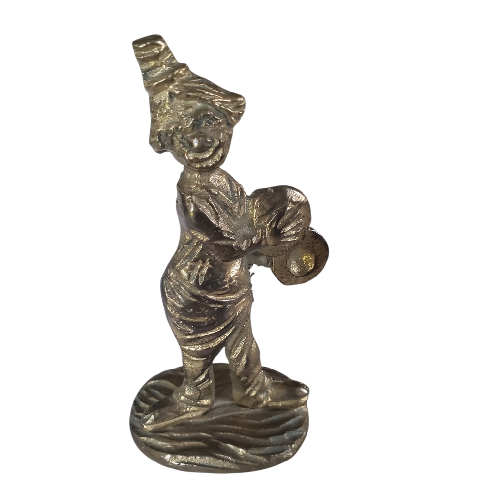 Vintage Brass Musician Clown Figurine. Hobo. CircusCore